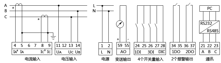三相三線低壓系統(tǒng)有功功率表接線圖 三相三線低壓系統(tǒng)有功功率表接線圖