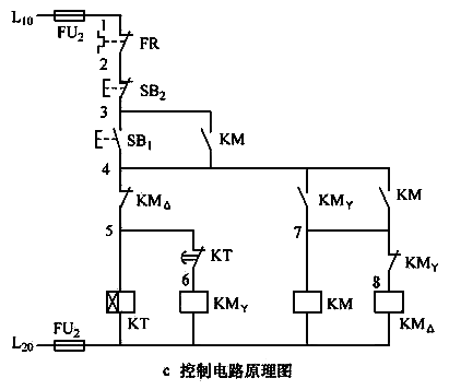 星形-三角形減壓起動控制電路圖 星形-三角形減壓起動控制電路圖