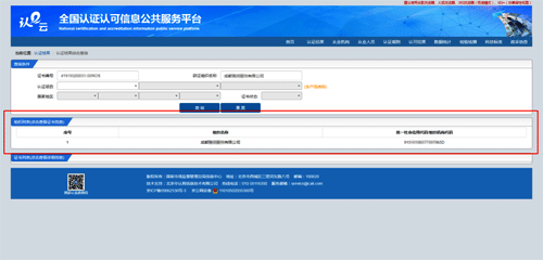 查詢獲得企業(yè)的組織名稱和統(tǒng)一社會(huì)信用代碼